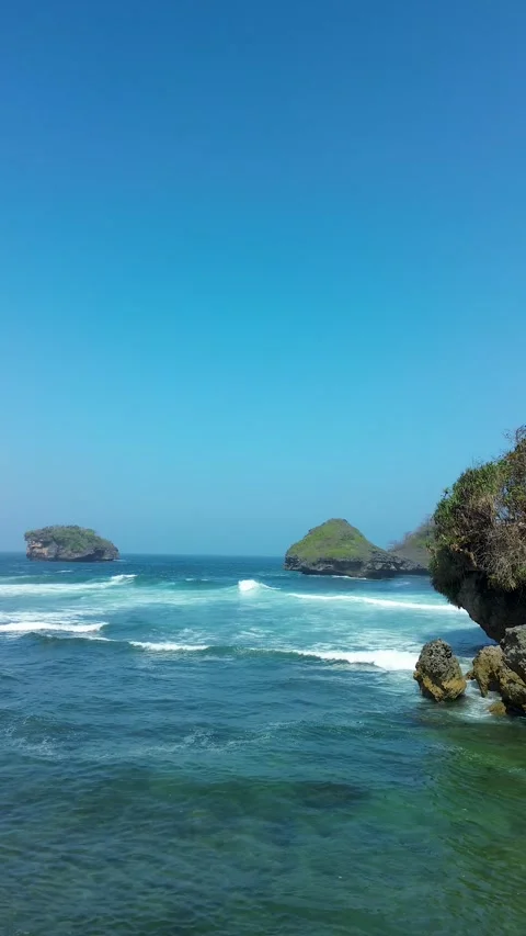 Goa Cina Beach Vertical View Bay Malang August 4 2026 Stock-Footage 342399808