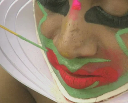 Goa / Cochin Kathakali Dancer applying makeup close up Stock Footage 8201414