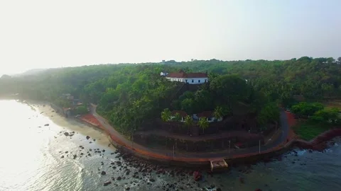 Goa fort top angle drone shot Stock Footage 216548489