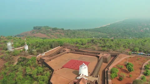 Goa, India: Aerial view of famous Indian summer resort by Arabian Sea Stock Footage 253172422
