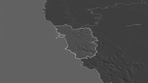 Goa, India. Bilevel elevation map with surface waters Stock Illustration