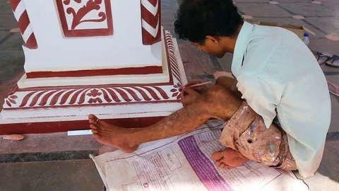 GOA, India  Oct, 2016: Temple painting. Indian master painting Temple. Stock-Footage 74875148