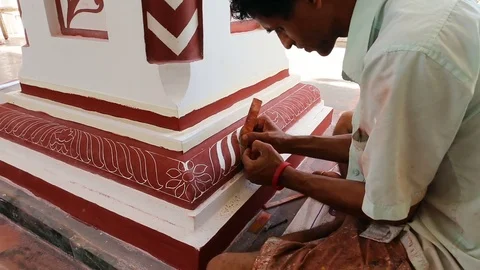 GOA, India  Oct, 2016: Temple painting. Indian master painting Temple. Stock-Footage 74875183