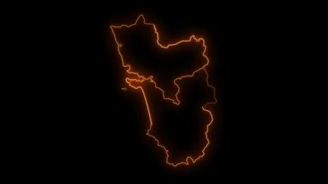 Goa Map with Districts Glowing Neon Outline India Animation 4K 動画素材 330998589
