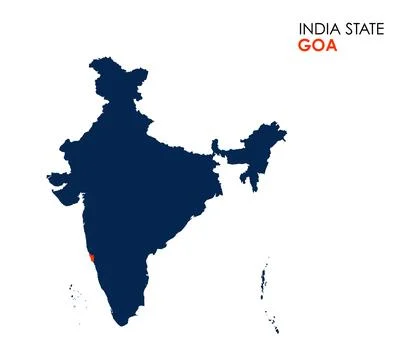 Goa map of Indian state. Goa map vector illustration. Goa vector map on whi.. Stock Illustration