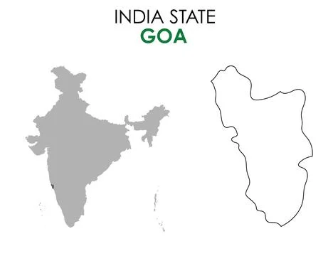 Goa map of Indian state. Goa map vector illustration. Goa vector map on whi.. Stock Illustration