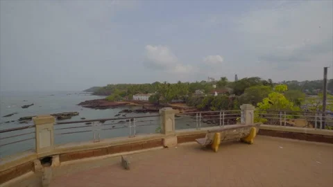Goa morning top view empty beach Stock Footage 216576009