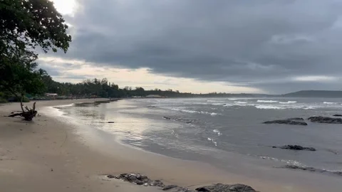 Goa Most Beautiful Beach With Coconut Trees And Boats. Stock Footage 292869464