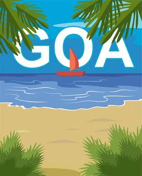 Goa sea shore, beach vector design Stock Illustration