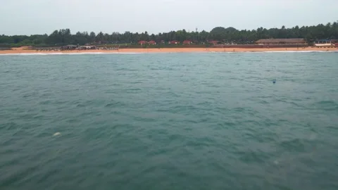 Goa Sinquerim Candolim Beach drone birds eye view  drone sea to landscape Stock-Footage 153184369