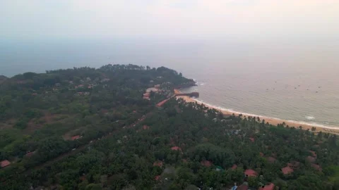 Goa Sinquerim Candolim Beach drone birds eye view  agonda fort drone top Stock-Footage 153184409
