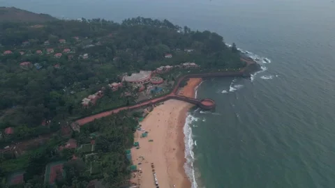 Goa Sinquerim Candolim Beach drone bird's eye view agonda fort drone top Stock-Footage 153184631