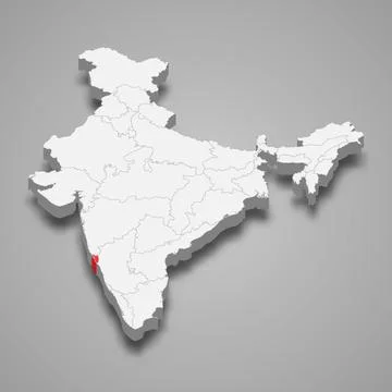 Goa state location within India 3d map Stockillustratie