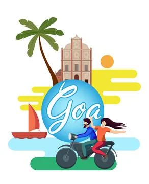 Goa tourism collage design vector Stock Illustration