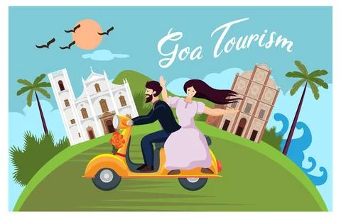 Goa tourism vector design collage Stock Illustration