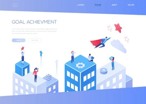 Goal achievement - modern isometric vector web banner Stock Illustration