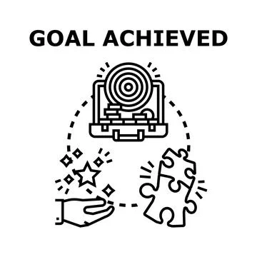 Goal achieving process with business strategy and problem solving Stock Illustration