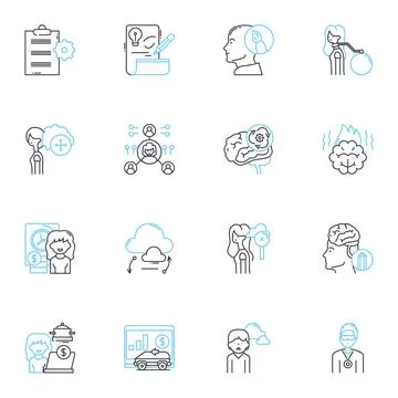 Goal attainment linear icons set. uccess, Accomplishment, Victory, Triumph Stock Illustration