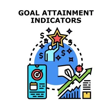Goal attainment process, indicating success and strategic planning Stock Illustration