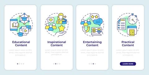 Goal based content types onboarding mobile app screen Stock Illustration