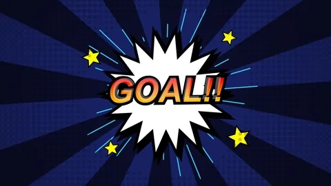 Goal Cartoon Comic pop art burst background with speech bubble for sports Stock Footage 345938847