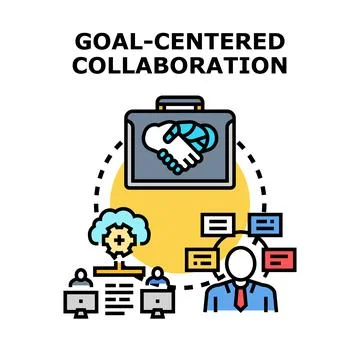 Goal centered collaboration fostering teamwork and business partnership Stock Illustration