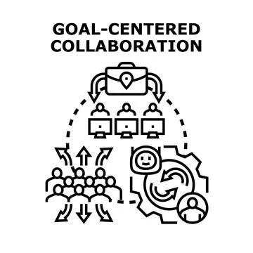 Goal centered collaboration strategy achieving business objectives Stock Illustration