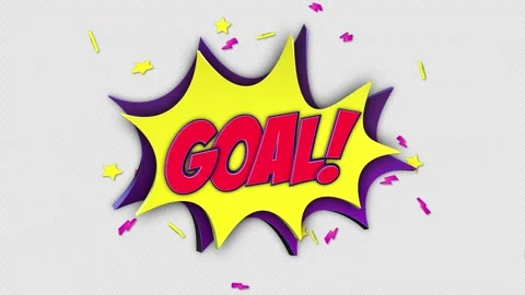 GOAL Comic Word and 3D Speech Balloon Animation, on Alpha Channel, Loop Stock Footage 259102583