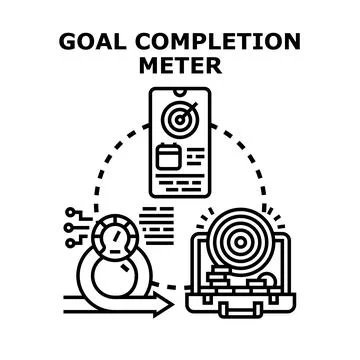 Goal completion concept with progress meter and digital planning Иллюстрация