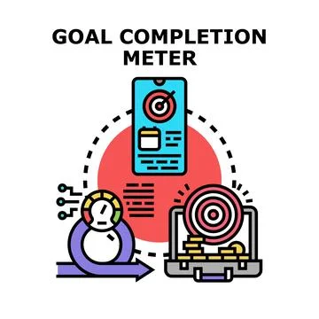 Goal completion concept with progress meter and digital planning Stock Illustration