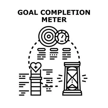 Goal completion meter tracking progress and time management イラスト素材