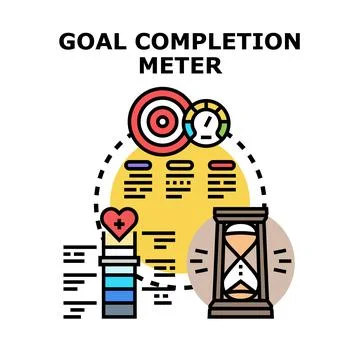Goal completion meter tracking progress and time management Иллюстрация