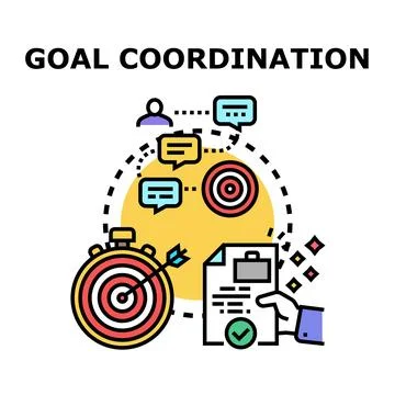 Goal coordination process achieving successful project results Stock Illustration