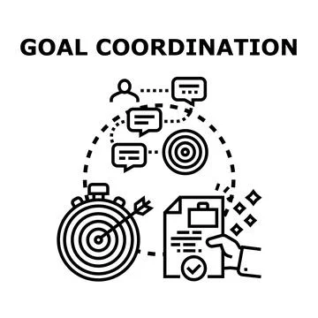 Goal coordination process achieving successful project results Stock Illustration