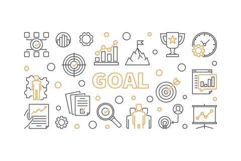 Goal creative horizontal banner. Vector business illustration Stock Illustration
