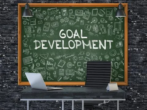 Goal Development Concept. Doodle Icons on Chalkboard Illustrazione stock