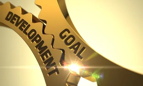 Goal Development Concept. Golden Cog Gears Stock Illustration