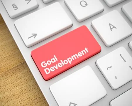 Goal Development - Message on Red Keyboard Key. 3D. Stock Photos