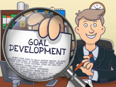 Goal Development through Magnifying Glass. Doodle Design Stock Illustration