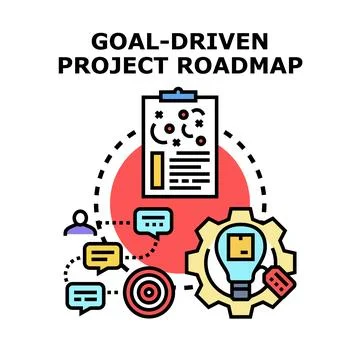 Goal driven project roadmap illustrating business development strategy Stock Illustration