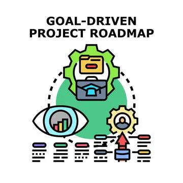 Goal driven project roadmap illustrating business development process Stock Illustration