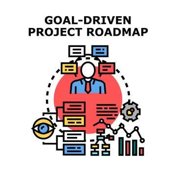 Goal driven project roadmap planning and execution strategy Stock Illustration