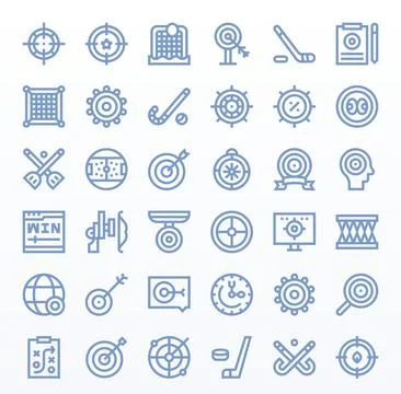 Goal Essential Vector Set including 36 Pixel Aligned Bold Line 128x128 Icons Illustrazione stock