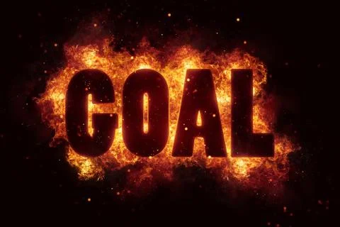Goal fire text flame flames burn burning hot explosion Stock Illustration