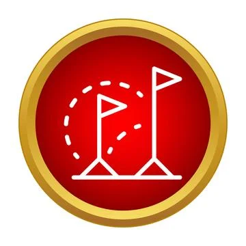 Goal flags marking a destination in a round red icon Stock Illustration