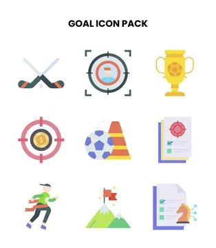 Goal Flat Design Icons Pack Stock Illustration