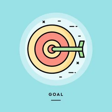 Goal, flat design thin line banner. Stock Illustration