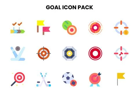 Goal Flat Graphics Icons Pack Illustrazione stock