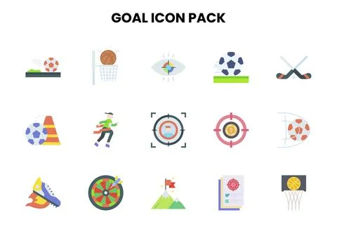Goal Flat Graphics Icons Pack Ilustración de archivo