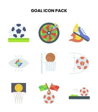 Goal Flat Scalable Icons Pack Stock Illustration